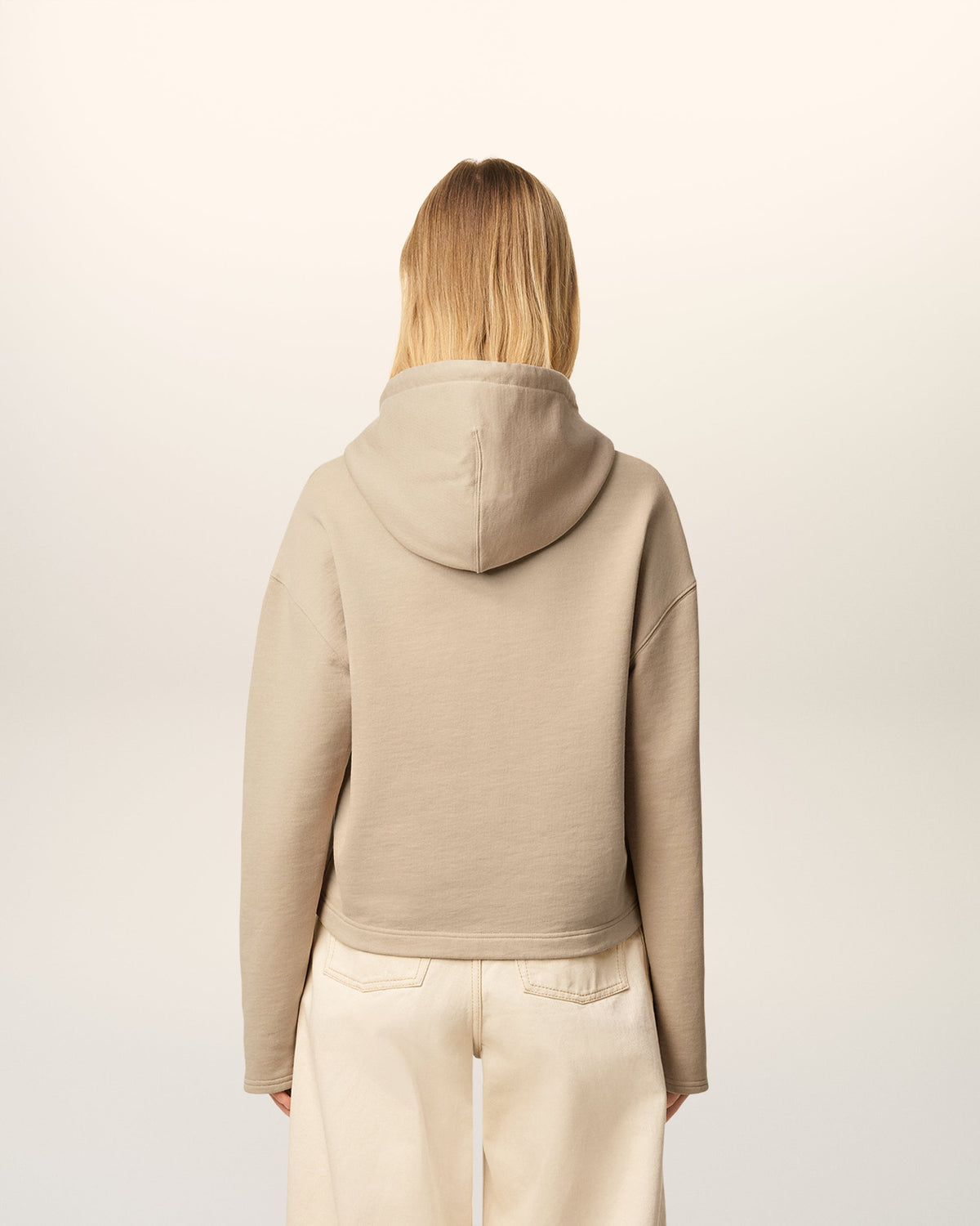 Beige Cotton Contrasted Ami De Coeur Hoodie