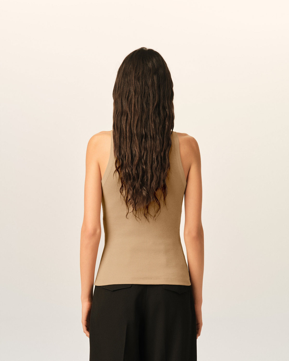 Beige cotton tanktop with Ami de Coeur