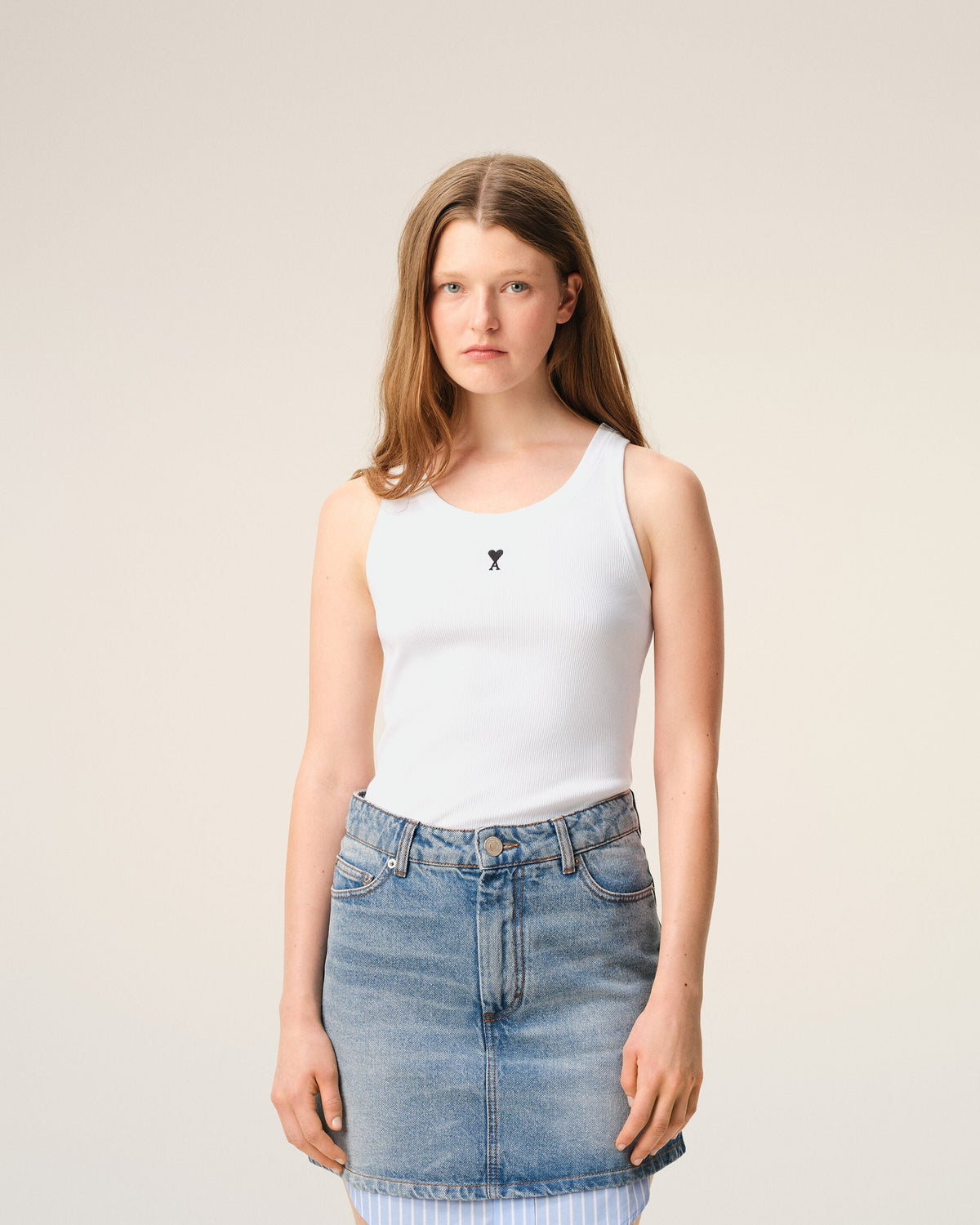 White Cotton Ami De Coeur Tanktop