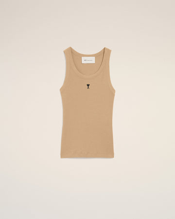 Beige cotton tanktop with Ami de Coeur