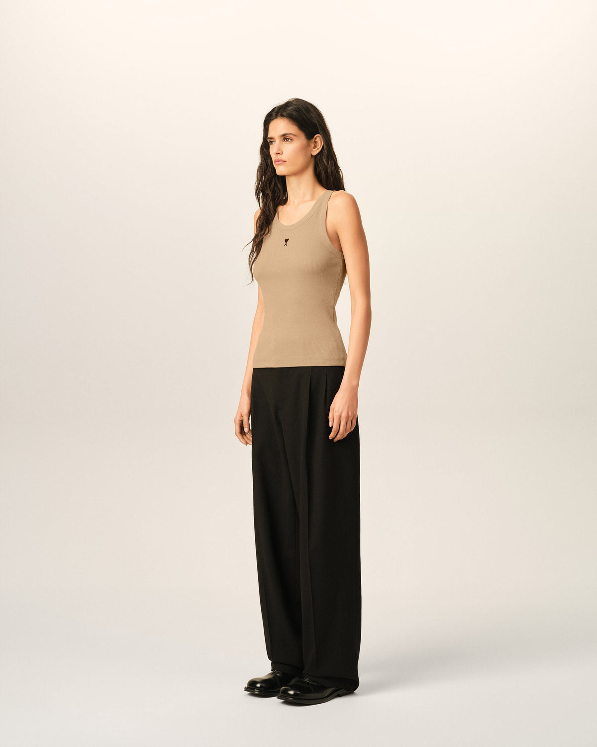 Beige cotton tanktop with Ami de Coeur