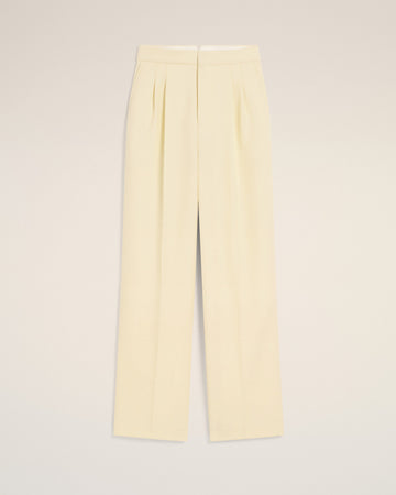 Yellow Wool High Waist Large Trousers