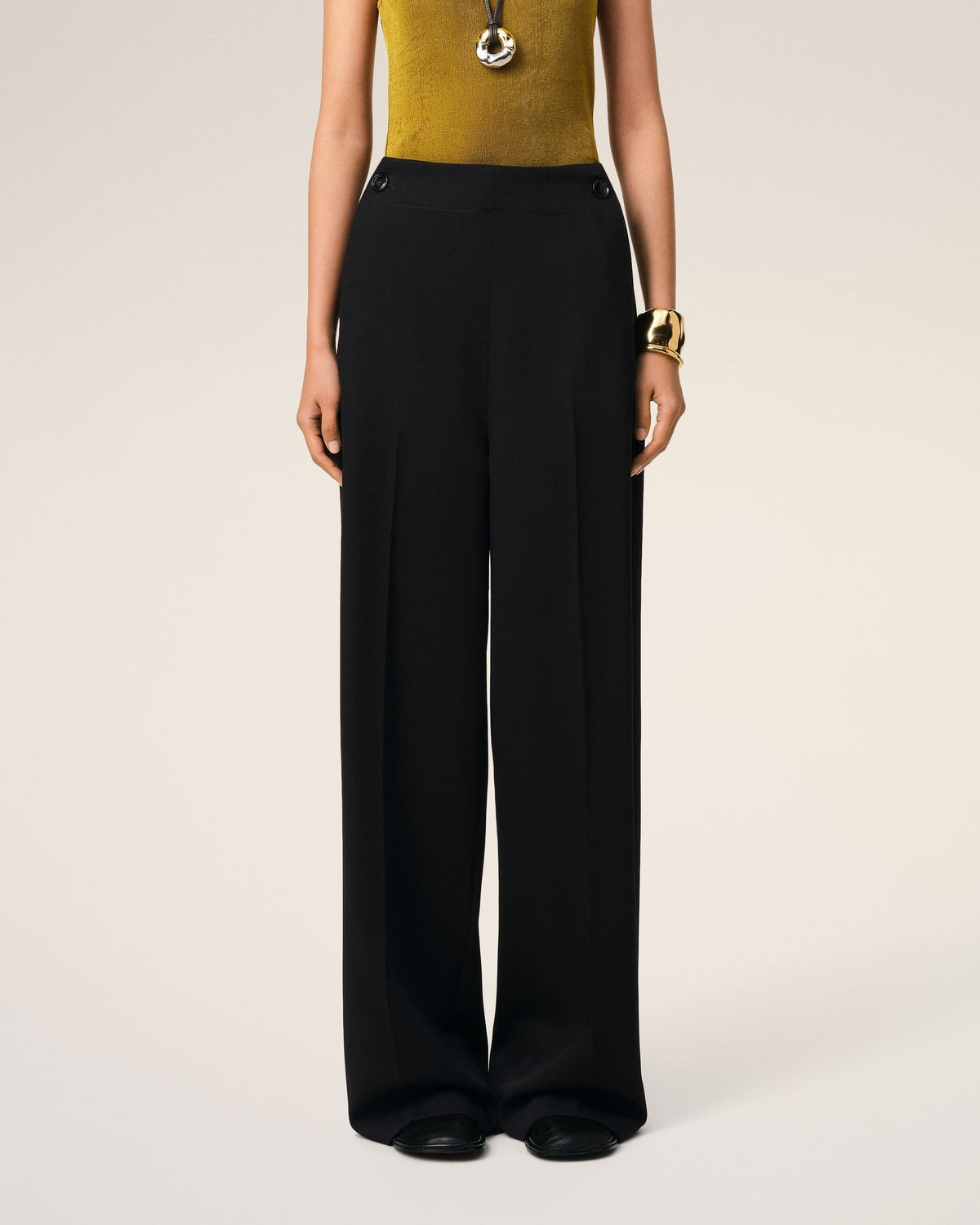 Black Wool Sailor Trousers
