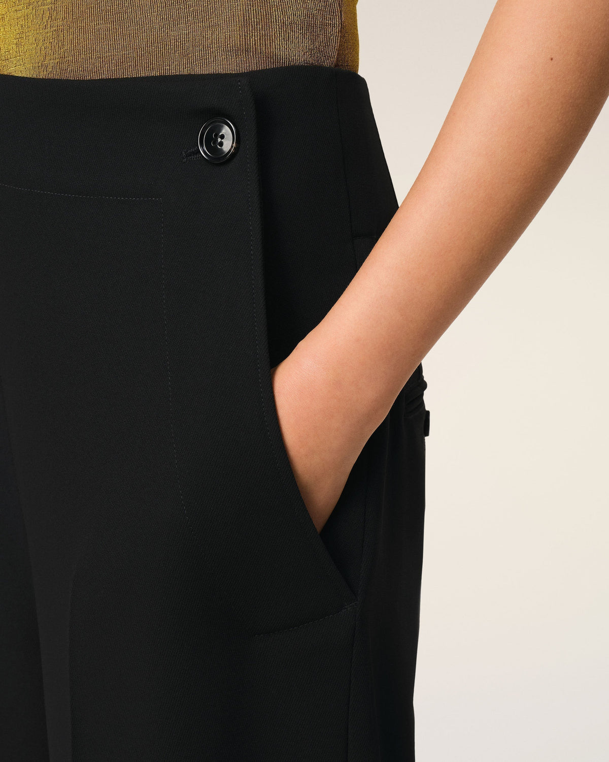 Black Wool Sailor Trousers