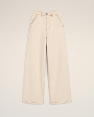 Beige Cotton Wide Fit Jeans