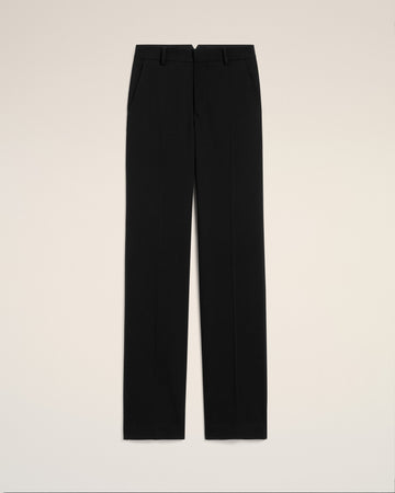 Black Wool Contrasted Straight Trousers