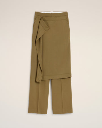 Green Wool Front Panel Large Trousers