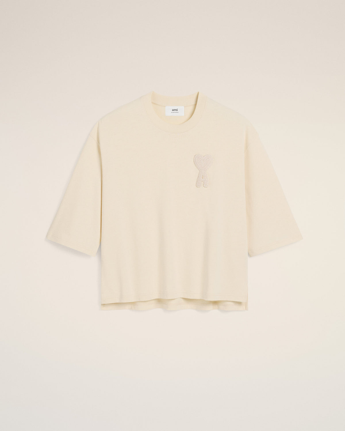 Beige Cotton Ami de Coeur Patch T-Shirt