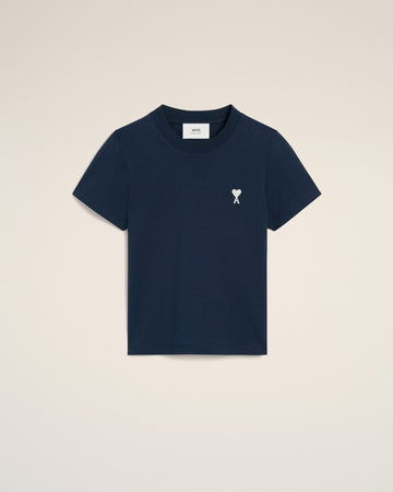 Navy Cotton Cropped T-Shirt