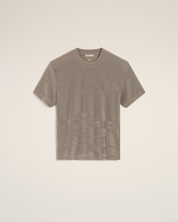 Beige Shiny Jersey Short Sleeve T-Shirt