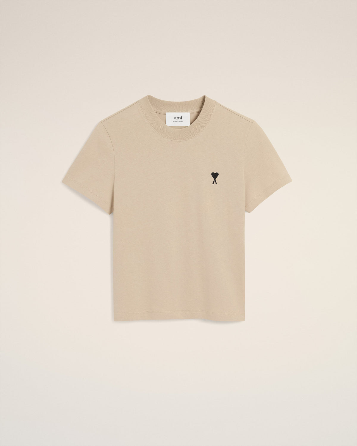 Beige Cotton Cropped Ami De Coeur T-shirt