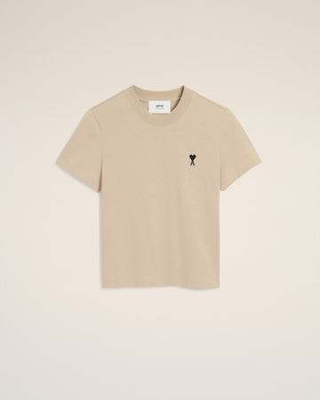 Beige Cotton Cropped Ami De Coeur T-shirt