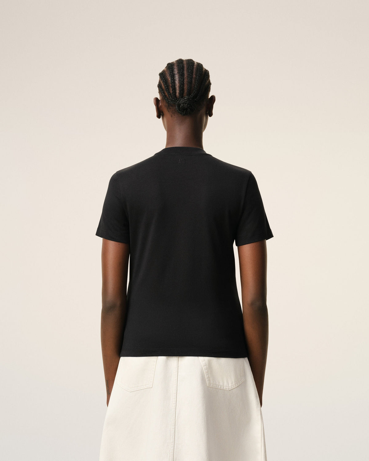 Black Cotton Ami De Coeur Cropped T-shirt