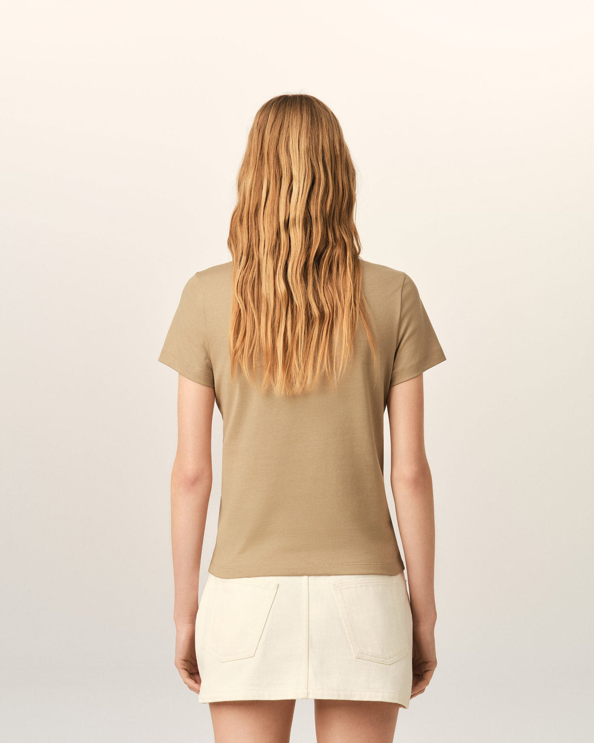 Beige cotton t-shirt with Ami de Coeur