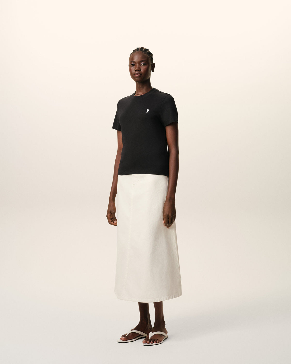 Black Cotton Ami De Coeur Cropped T-shirt