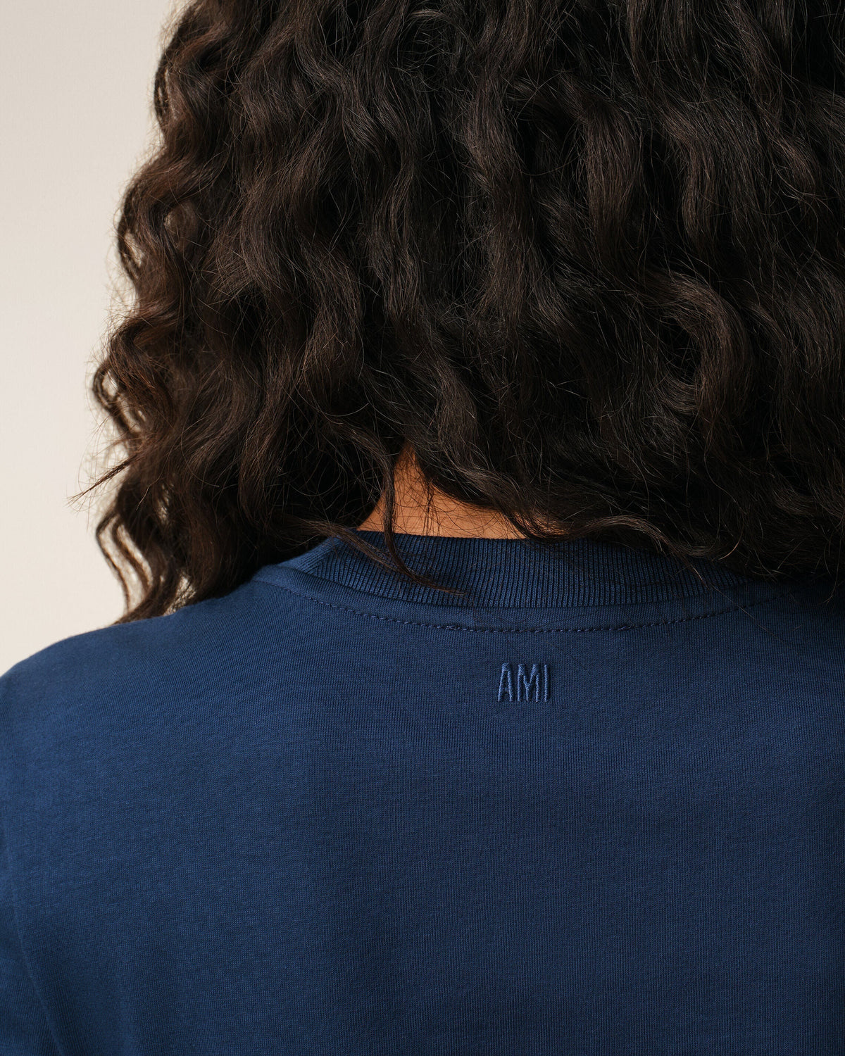 Blue Cotton Ami De Coeur Cropped T-shirt