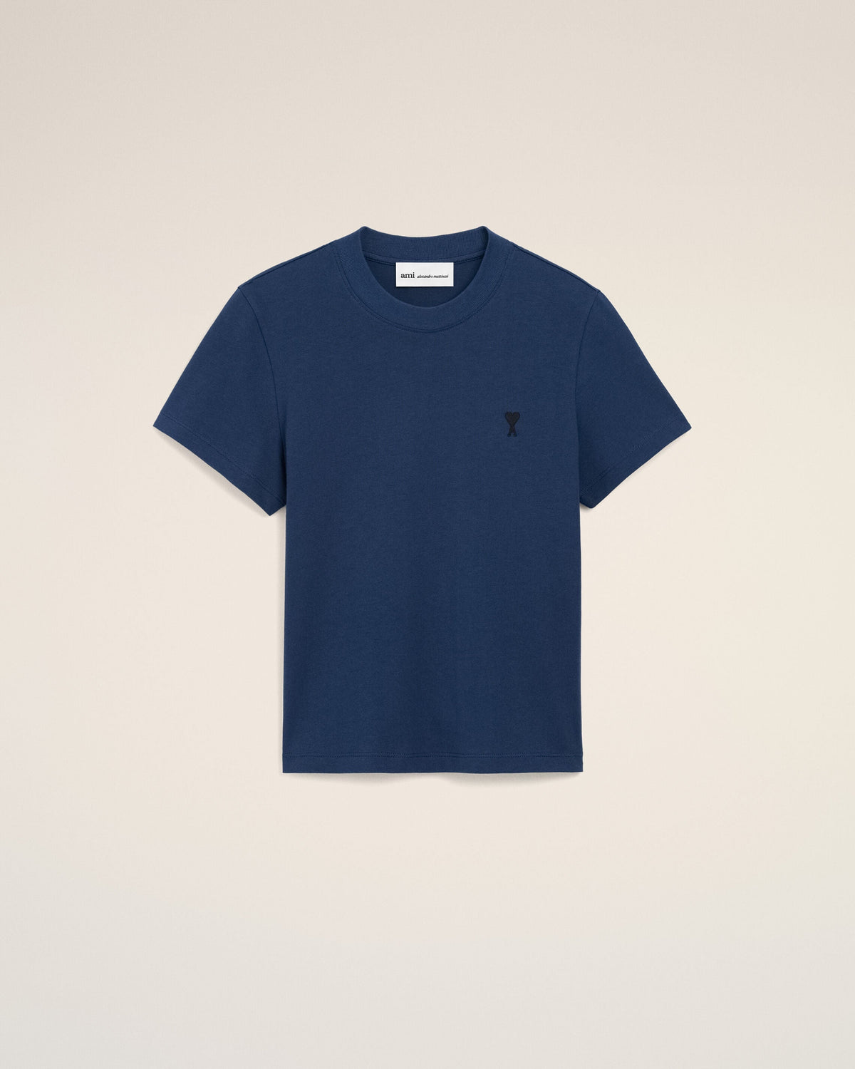 Blue Cotton Ami De Coeur Cropped T-shirt