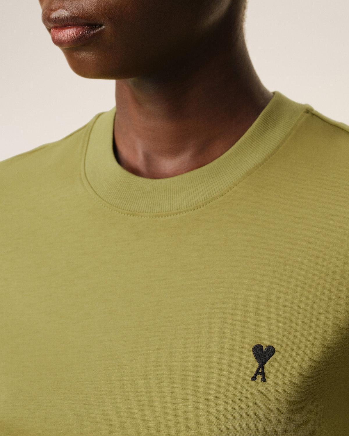 Green Cotton Ami De Coeur Cropped T-shirt