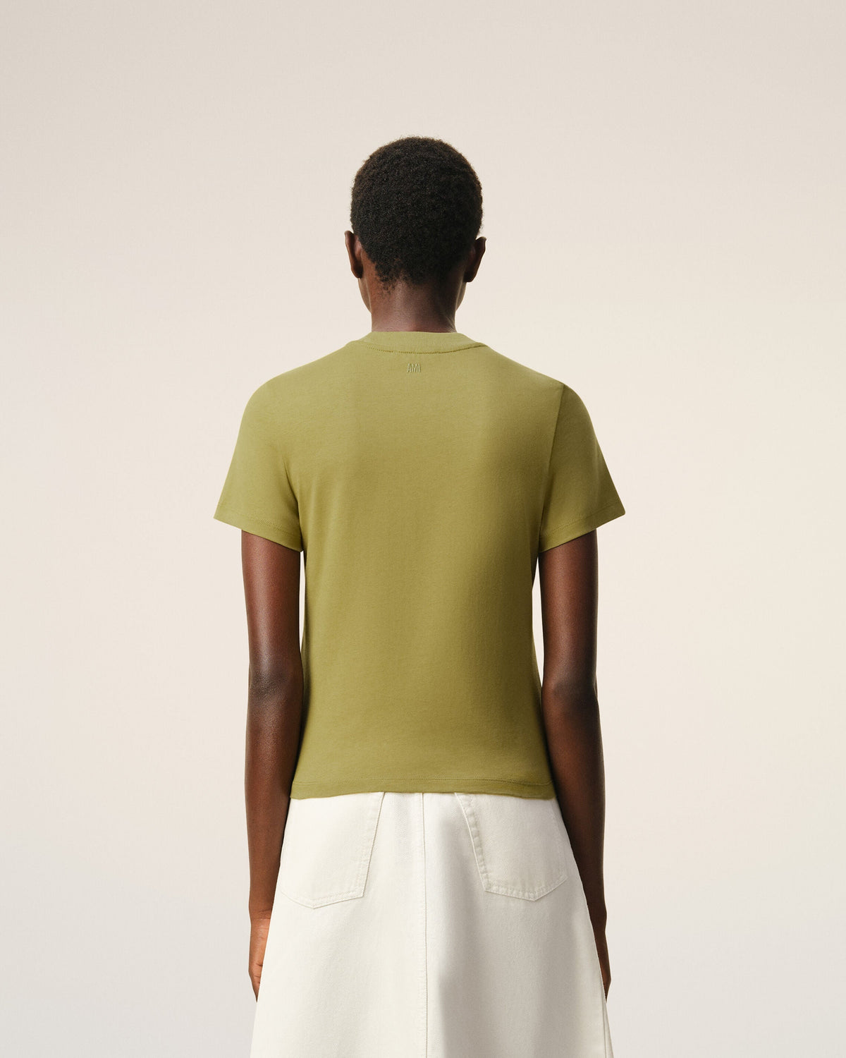 Green Cotton Ami De Coeur Cropped T-shirt