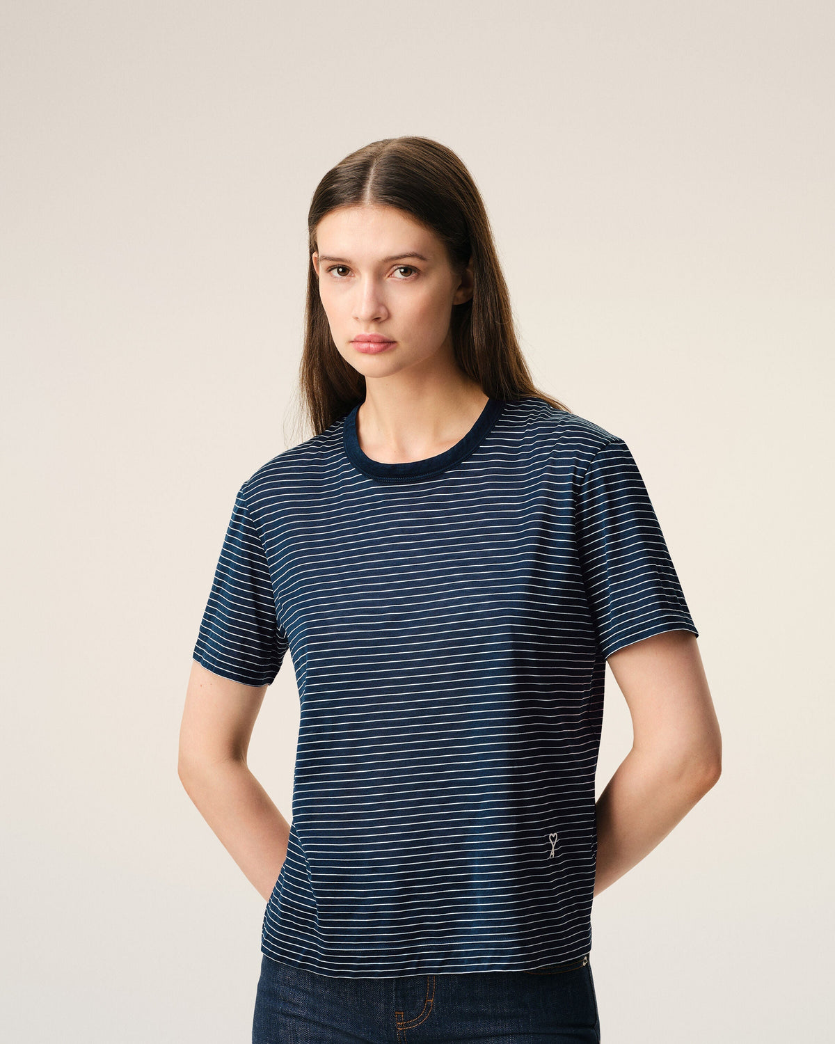 Blue Striped Cotton Ami De Coeur T-shirt