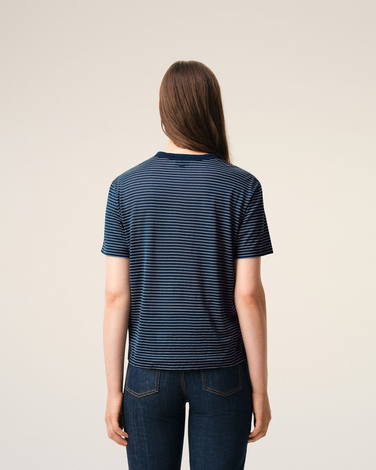 Blue Striped Cotton Ami De Coeur T-shirt
