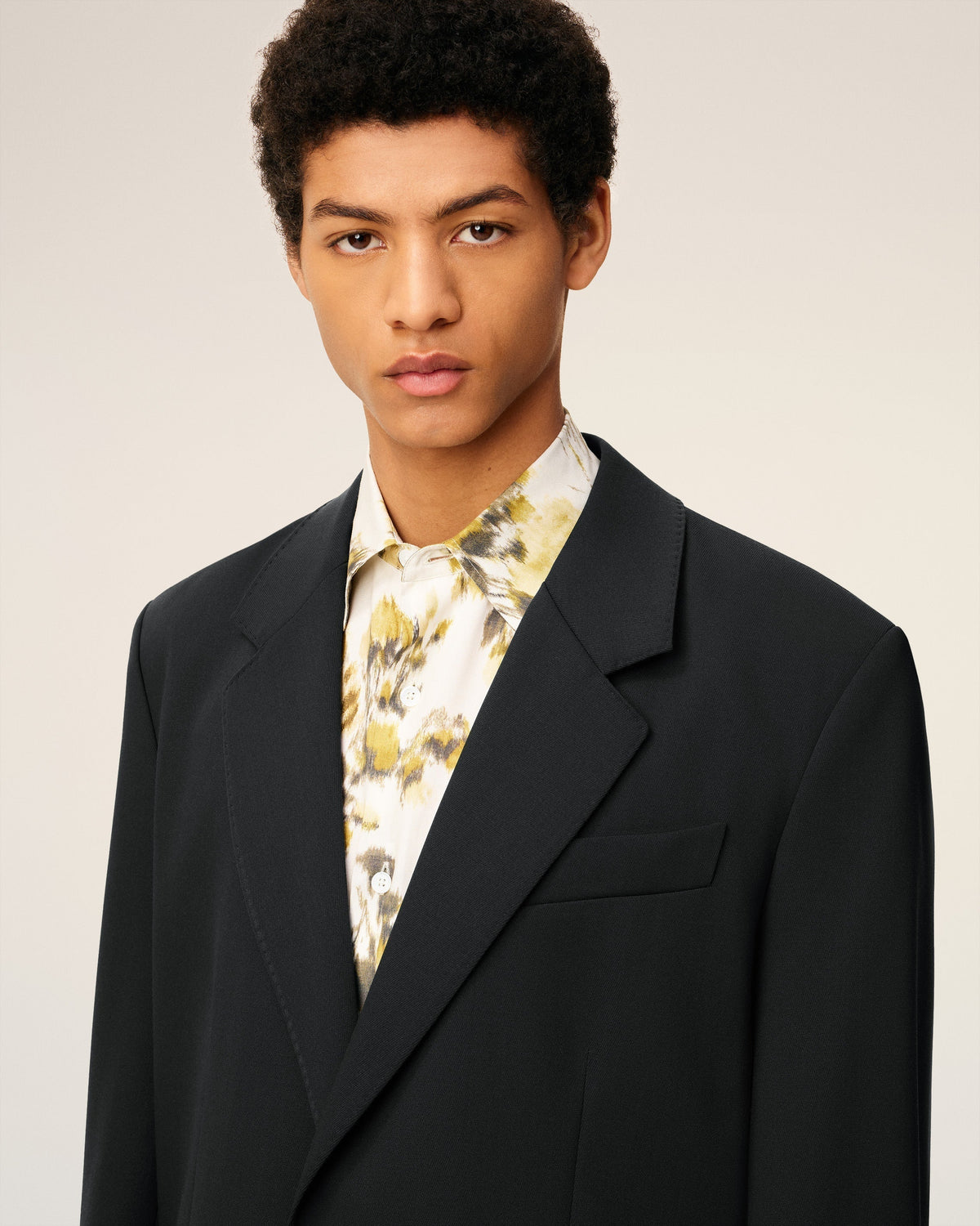 Black  Wool Loose Double Breasted Jacket