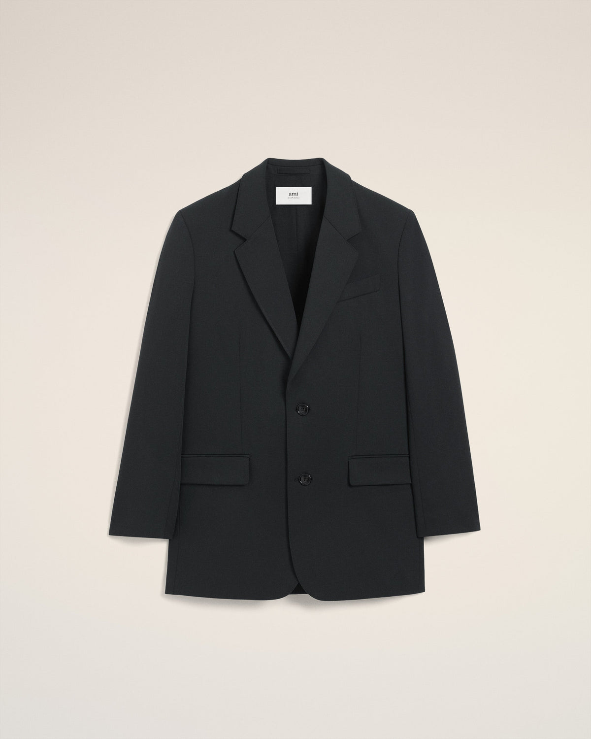 Black  Wool Loose Double Breasted Jacket