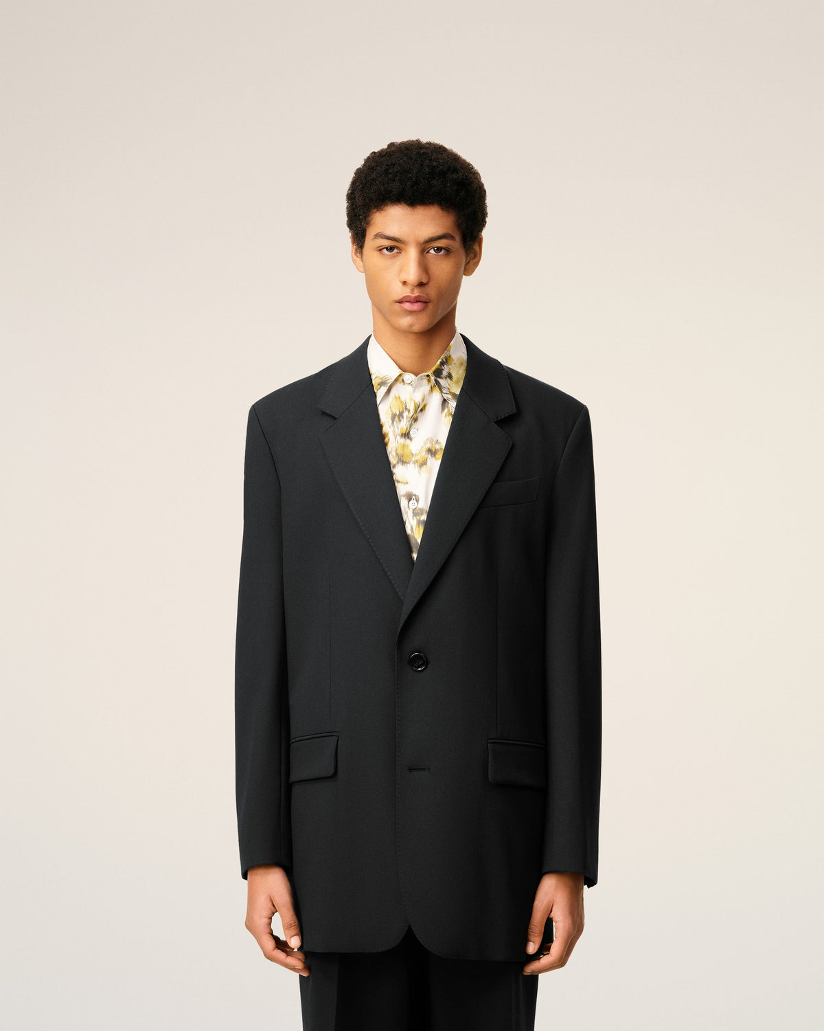 Black  Wool Loose Double Breasted Jacket