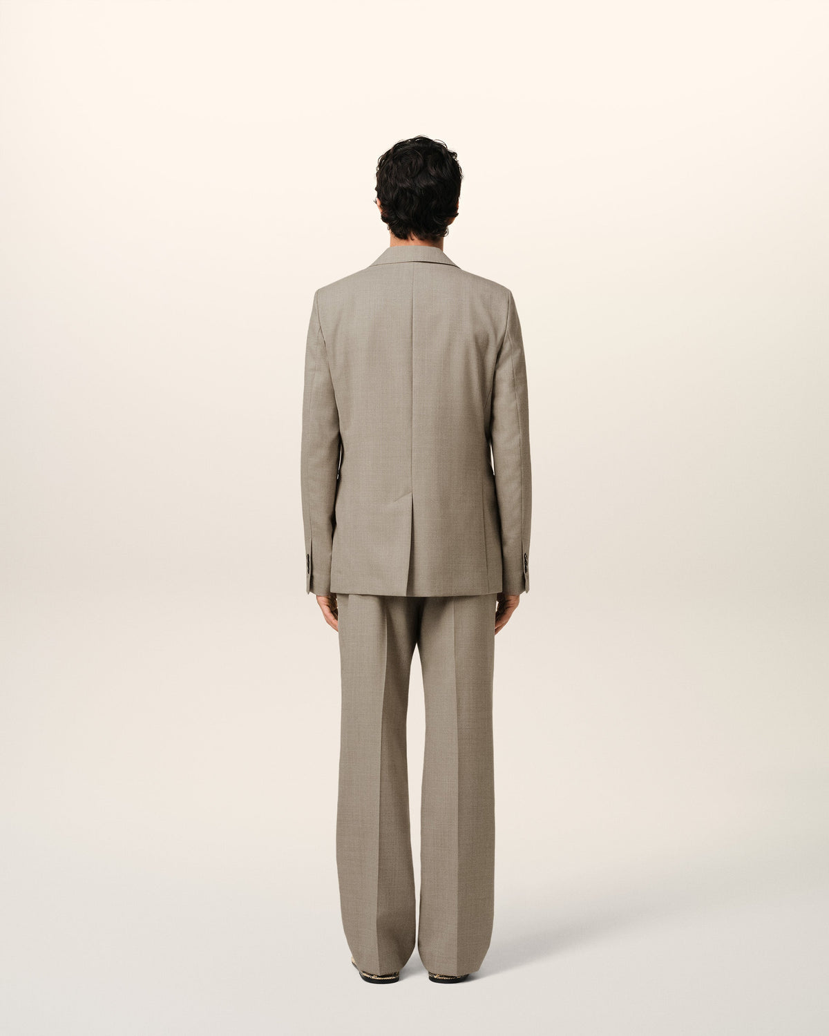 Beige Wool Two Buttons Jacket