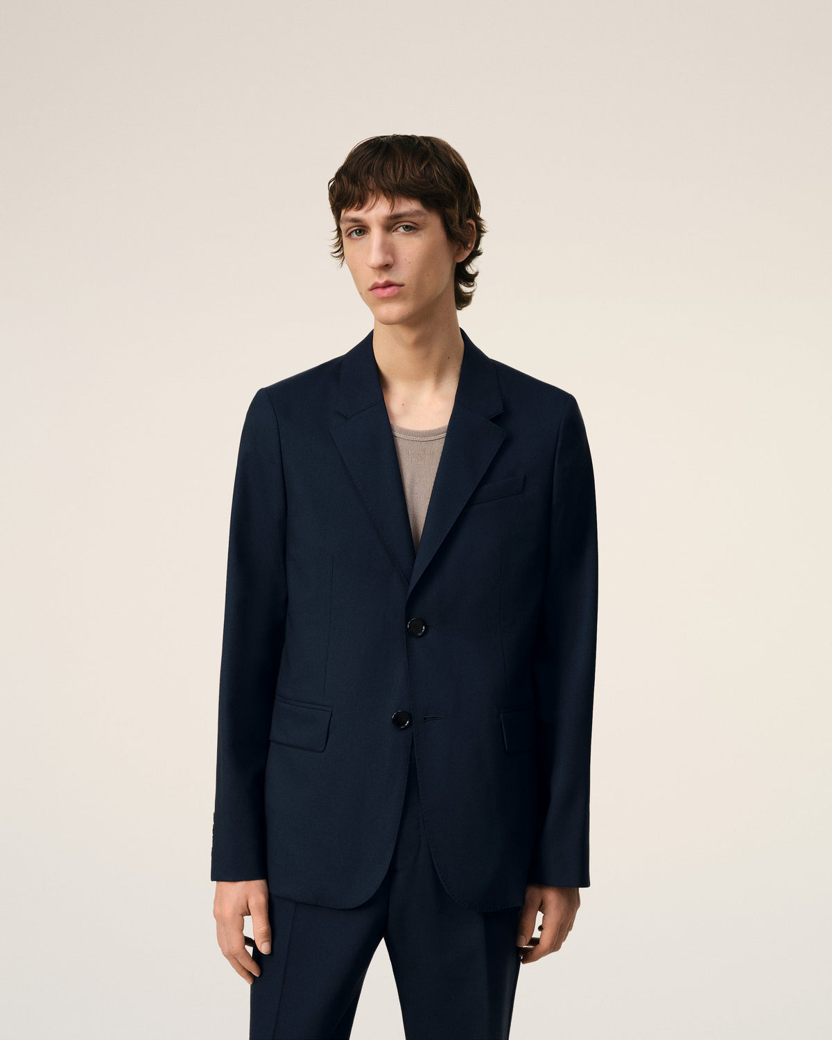 Blue Wool Two Button Jacket