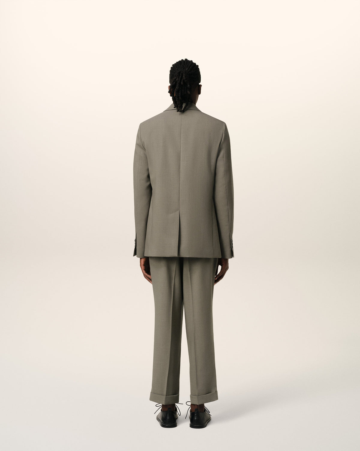 Taupe Wool Two Buttons Jacket
