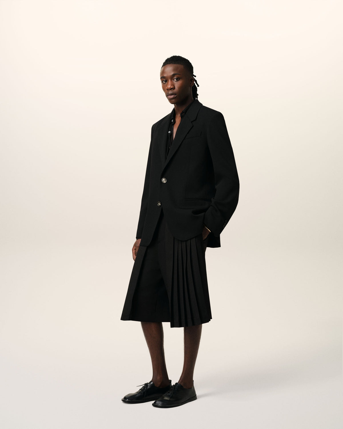 Black Wool Semi-Lined Jacket