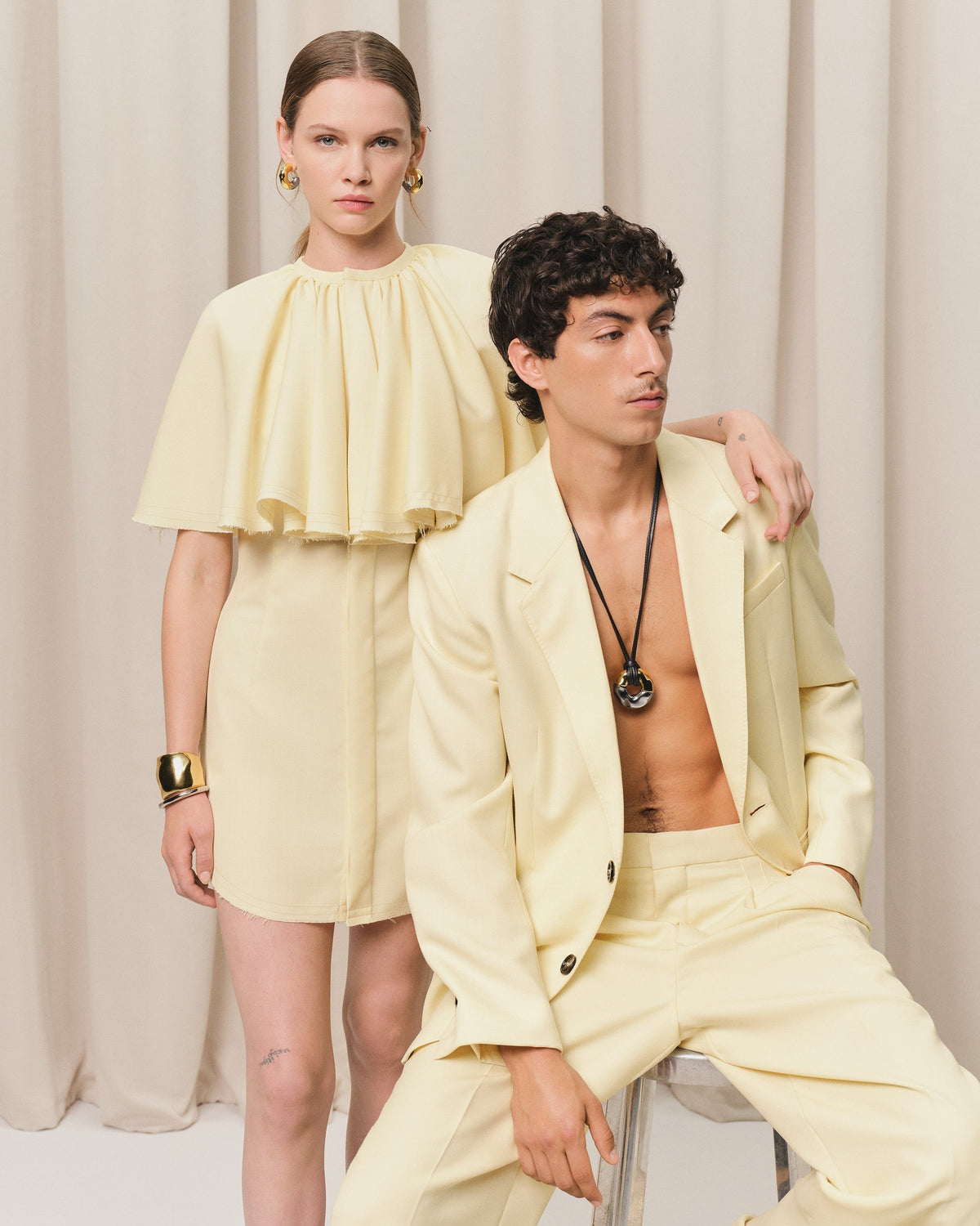 Yellow Wool Semi-Lined Jacket