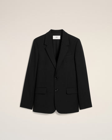 Black Wool Two Button Jacket
