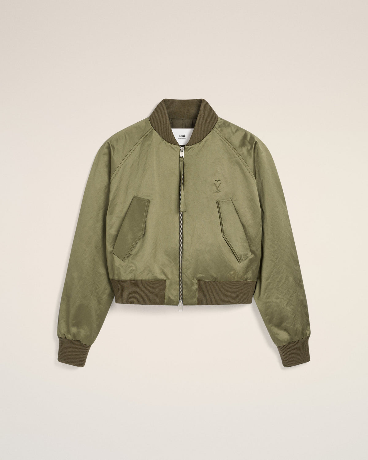 Green Cotton Satin Ami de Coeur Bomber