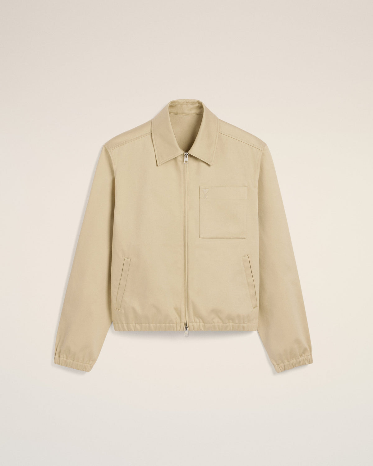 Beige Cotton Ami de Coeur Zipped Jacket