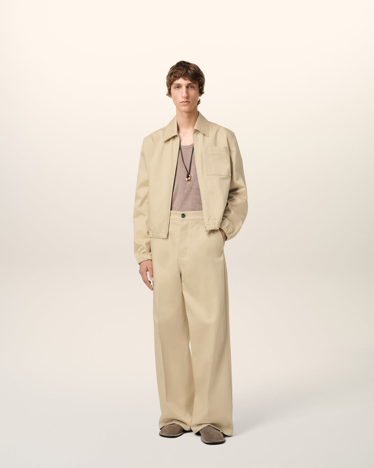 Beige Cotton Ami de Coeur Zipped Jacket