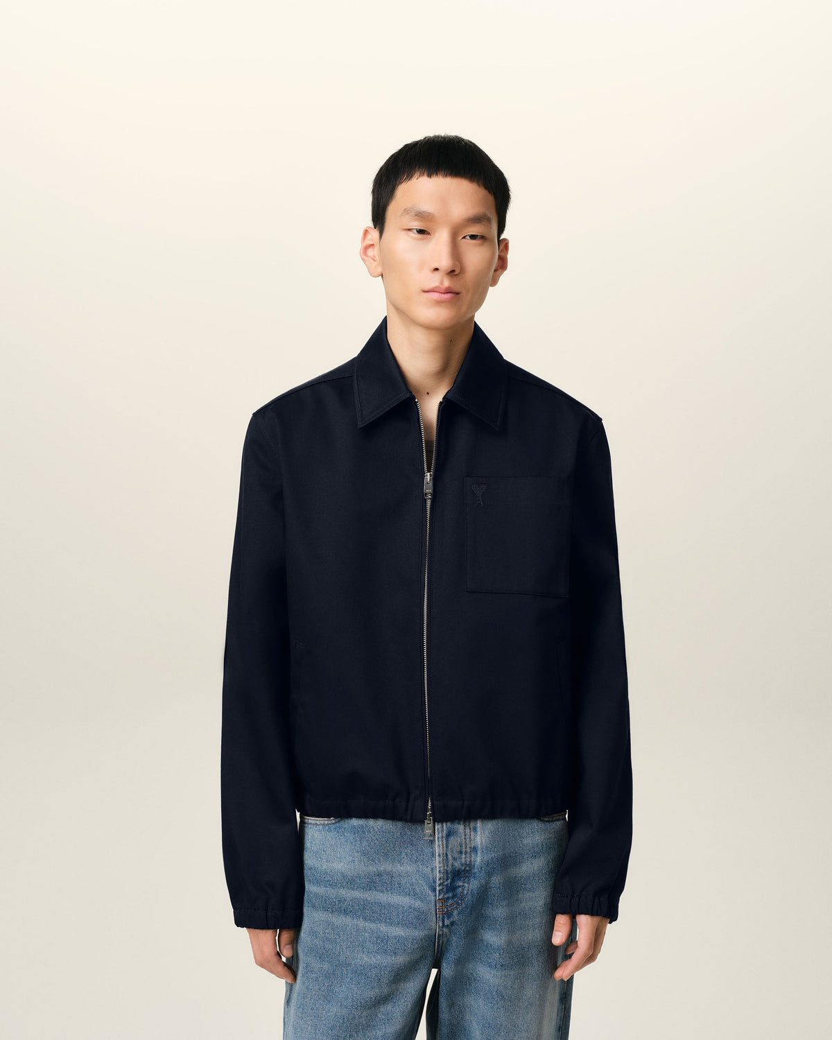 Navy Cotton Ami de Coeur Zipped Jacket