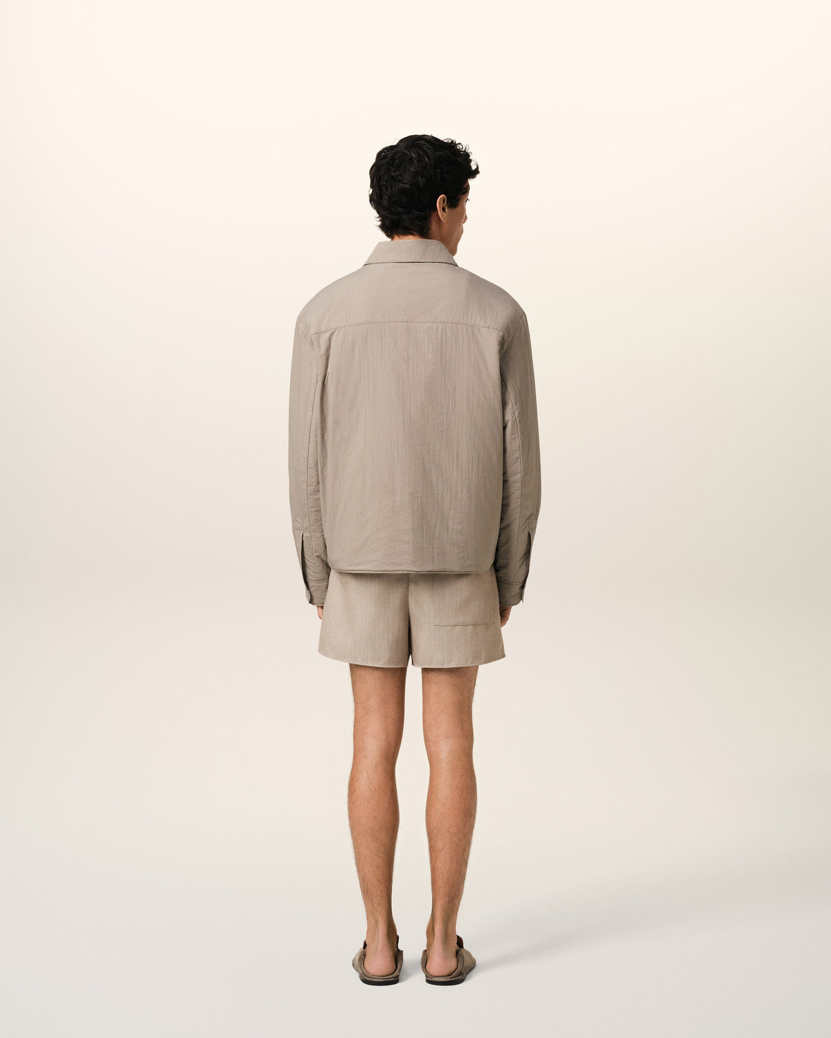 Beige Canvas Padded Ami de Coeur Overshirt