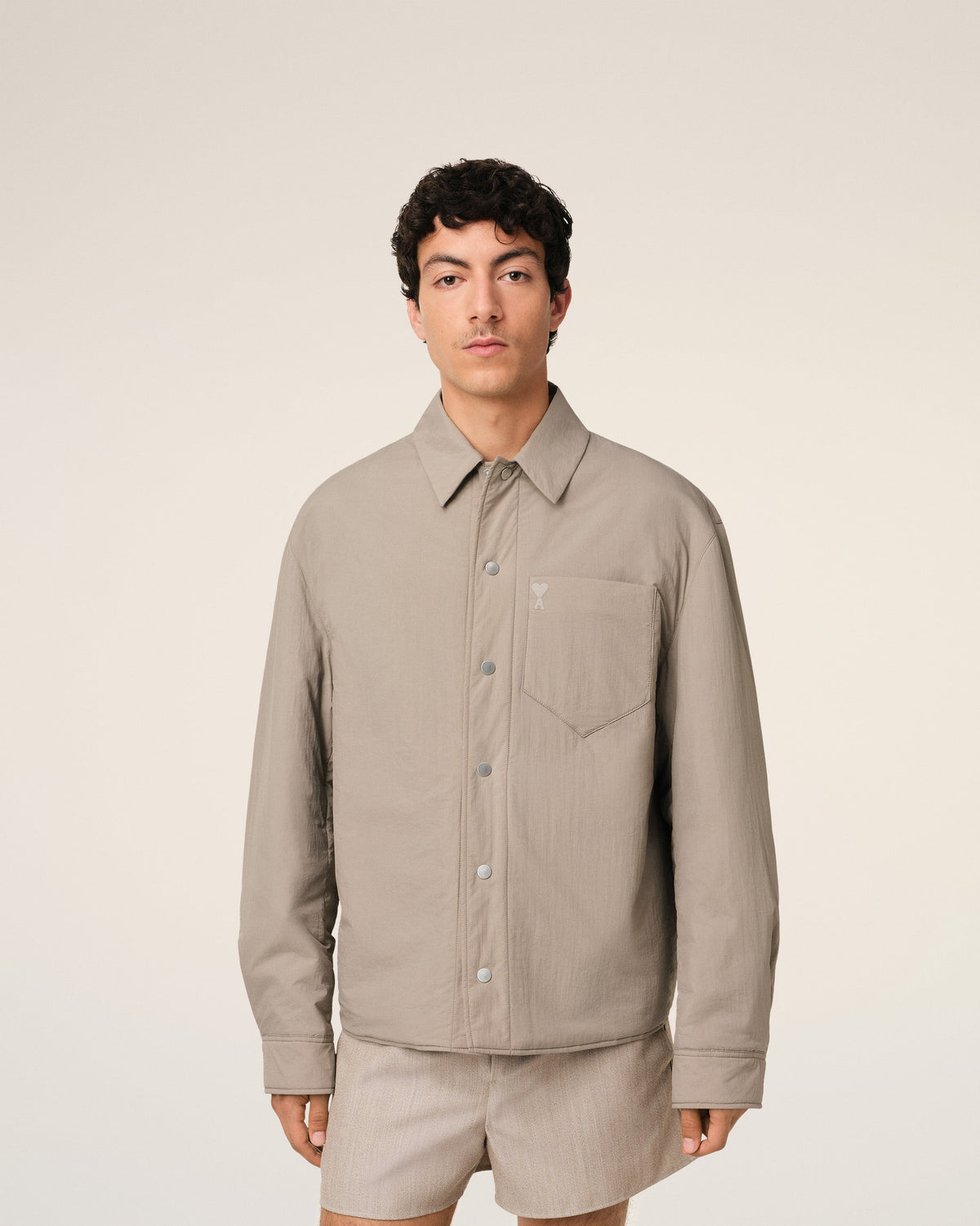 Beige Canvas Padded Ami de Coeur Overshirt