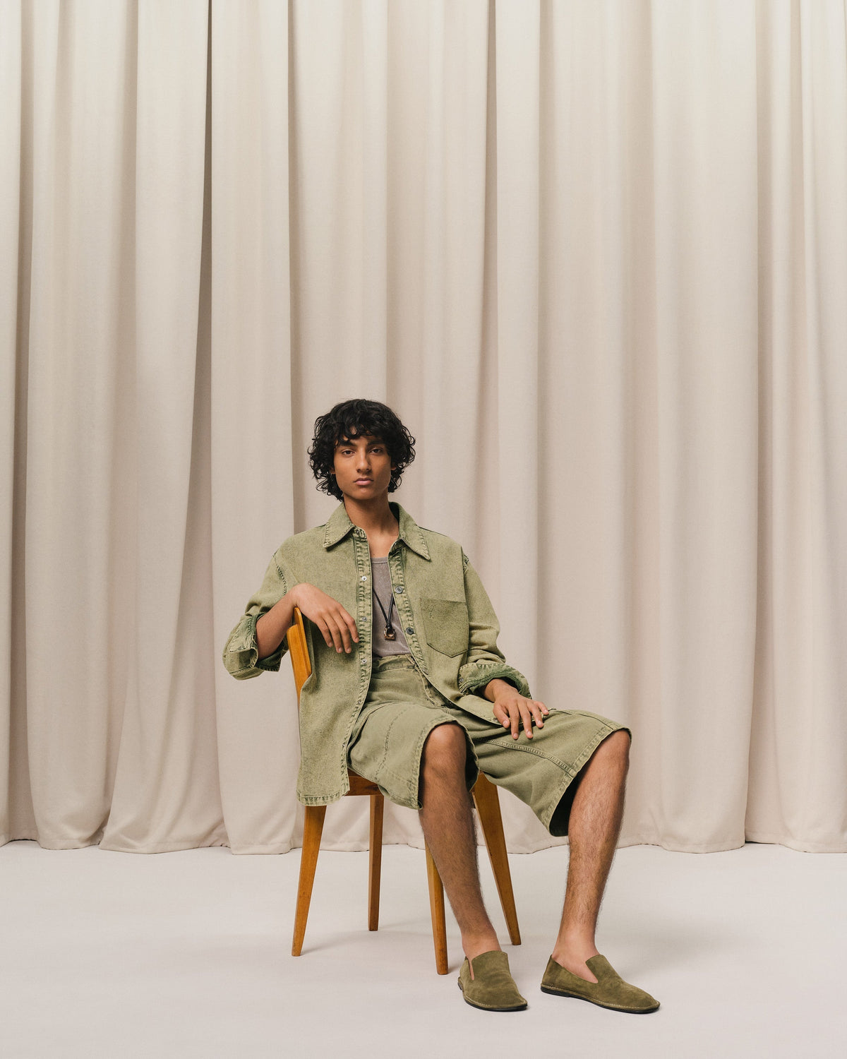 Green Cotton Ami de Coeur Overshirt