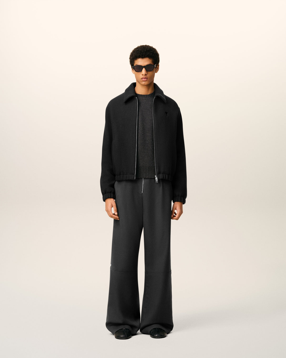 Black Cotton Ami De Coeur Padded Zipped Jacket