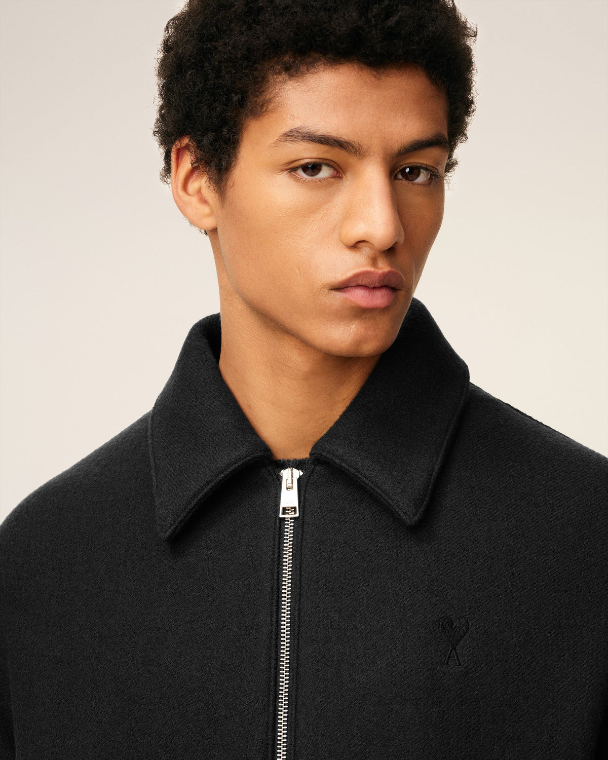 Black Cotton Ami De Coeur Padded Zipped Jacket