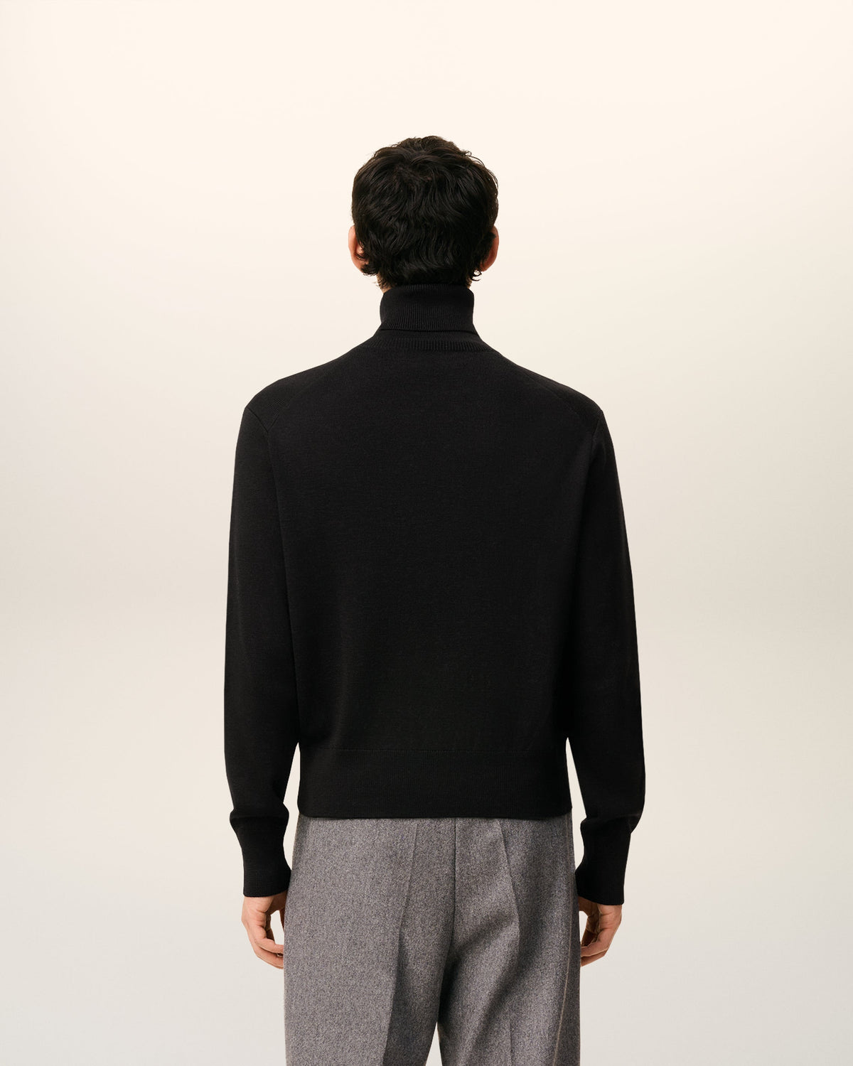 Black Wool Ami De Coeur Turtle Neck Sweater