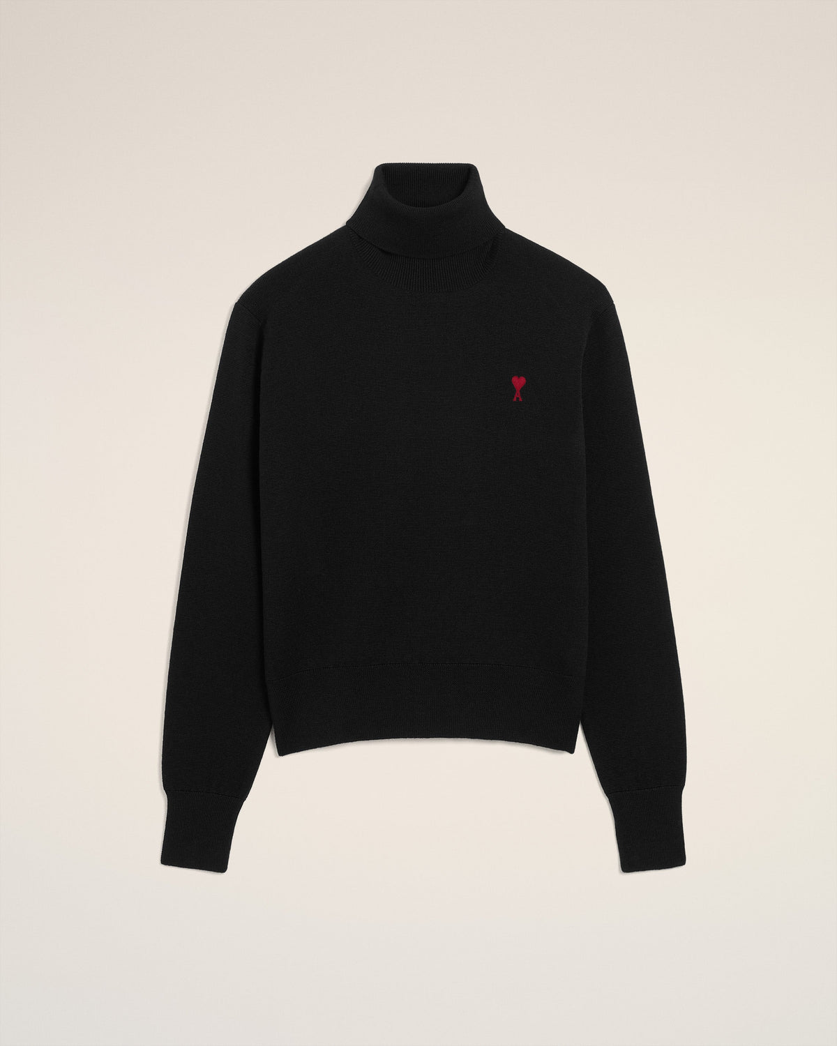 Black Wool Ami De Coeur Turtle Neck Sweater