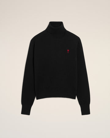 Black Wool Ami De Coeur Turtle Neck Sweater