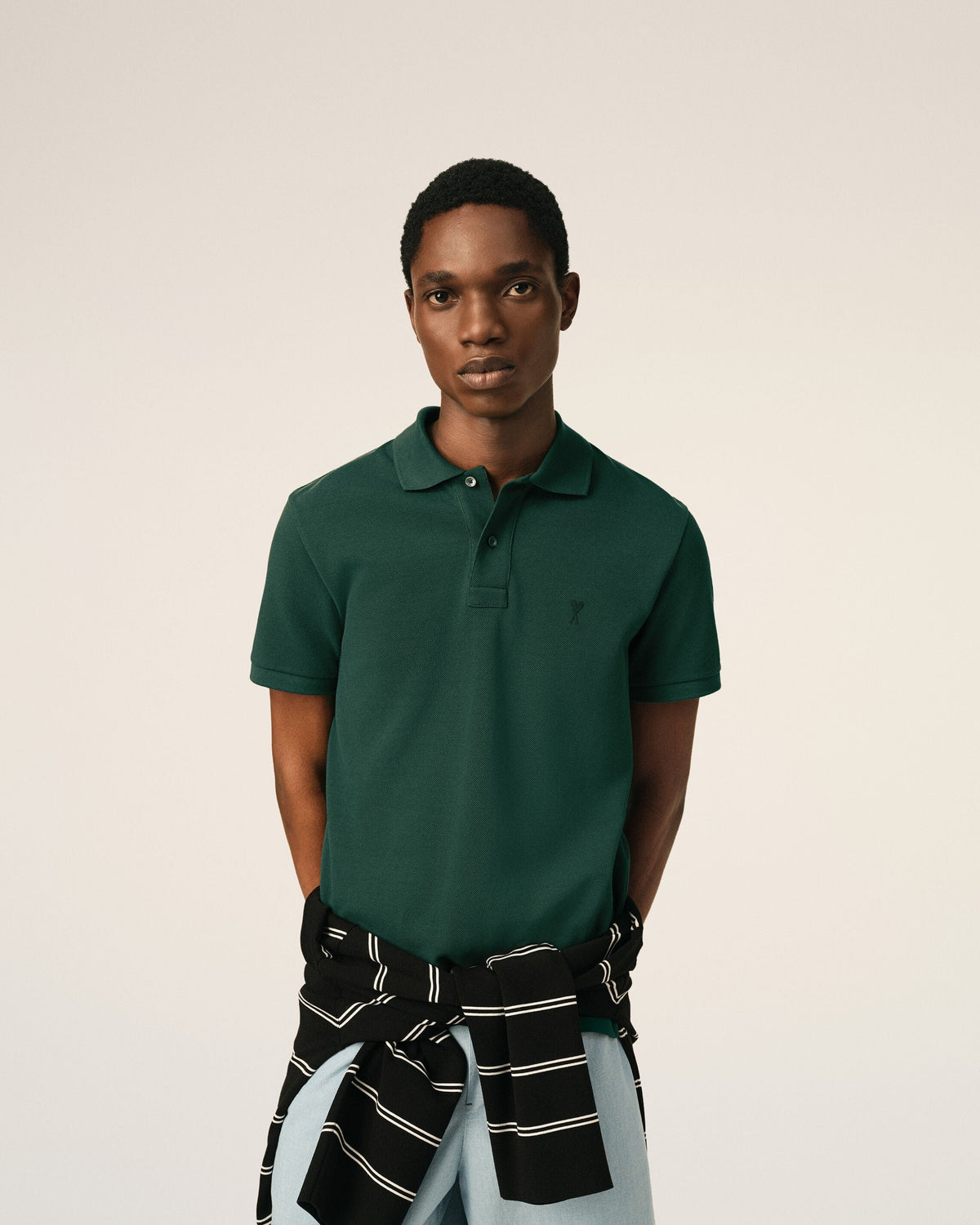 Green cotton polo with Ami de Coeur