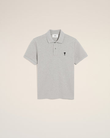 Grey Cotton Contrasted Ami De Coeur Polo Shirt