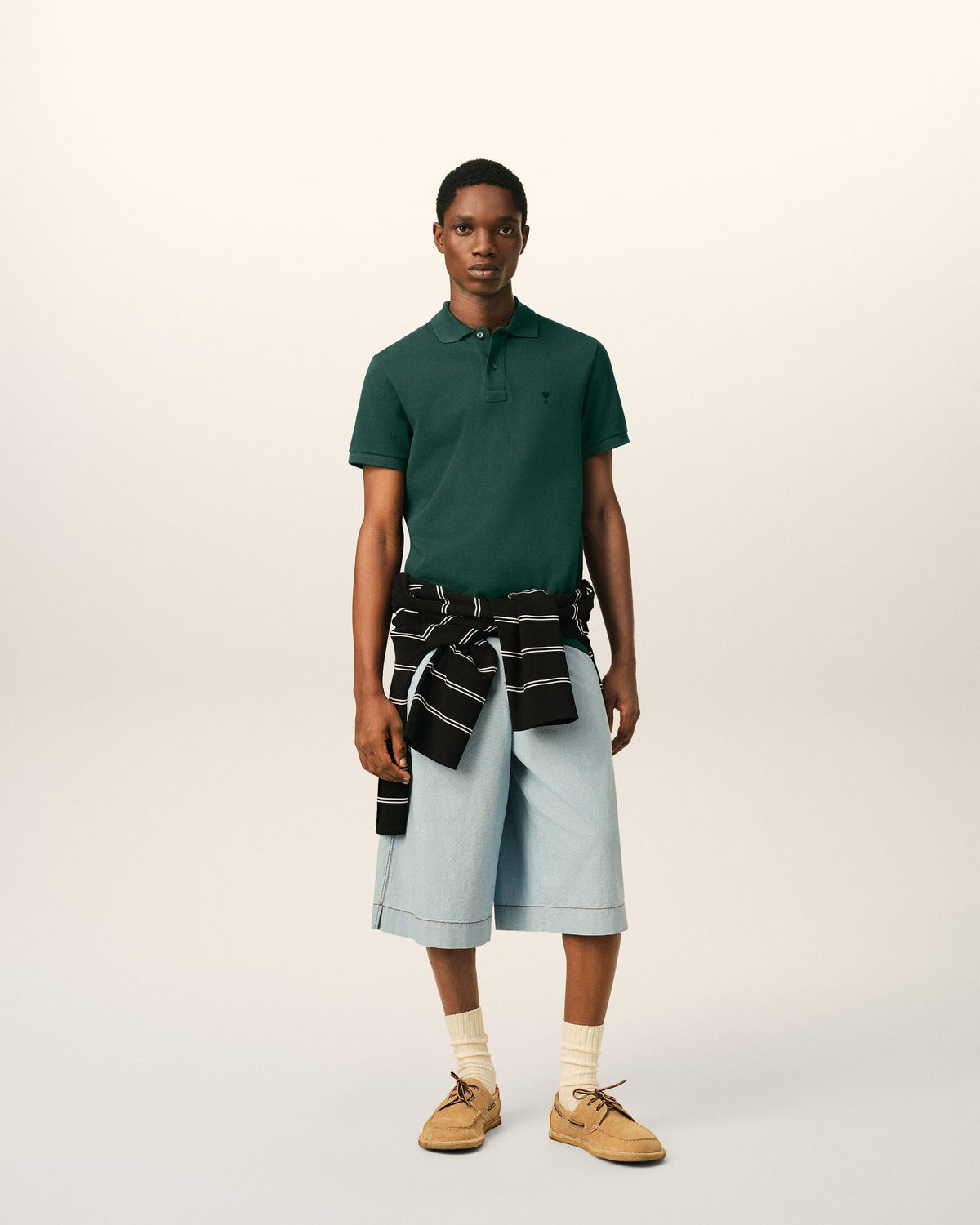 Green cotton polo with Ami de Coeur