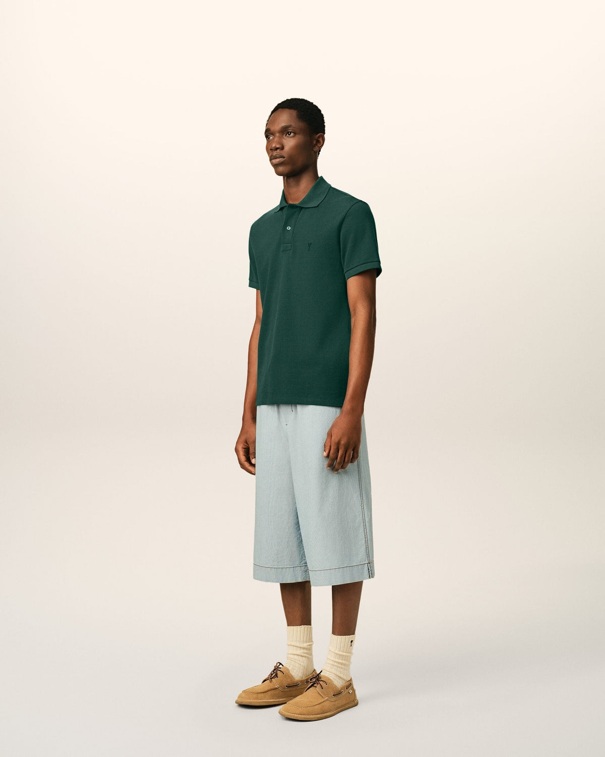 Green cotton polo with Ami de Coeur